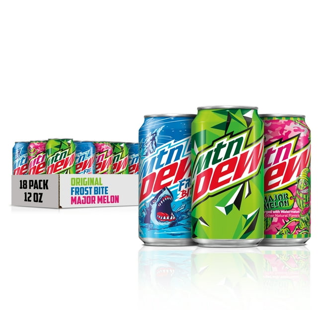 Mountain Dew 3 Flavor Variety Pack Soda Pop, 12 fl oz, 18 Pack Cans ...