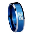 thumbnail image 1 of Mountain Dew 8MM Beveled Edge Blue Tungsten Men's Ring, 1 of 2