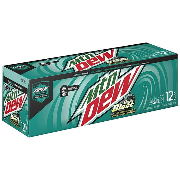 Mountain Dew Baja Blast Cans, 12 oz Cans, Quantity of 12