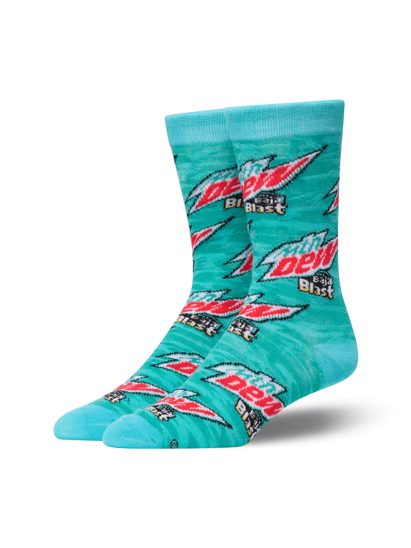– Mountain Dew Baja Blast Unisex Design – Novelty Crew Sock – Large – Soft Polyester