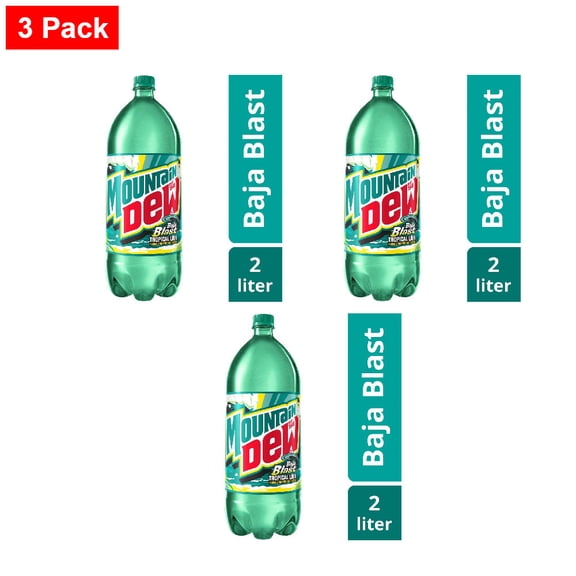 Mountain Dew Baja Blast Soda Bottle 2 liter - 3 Pack