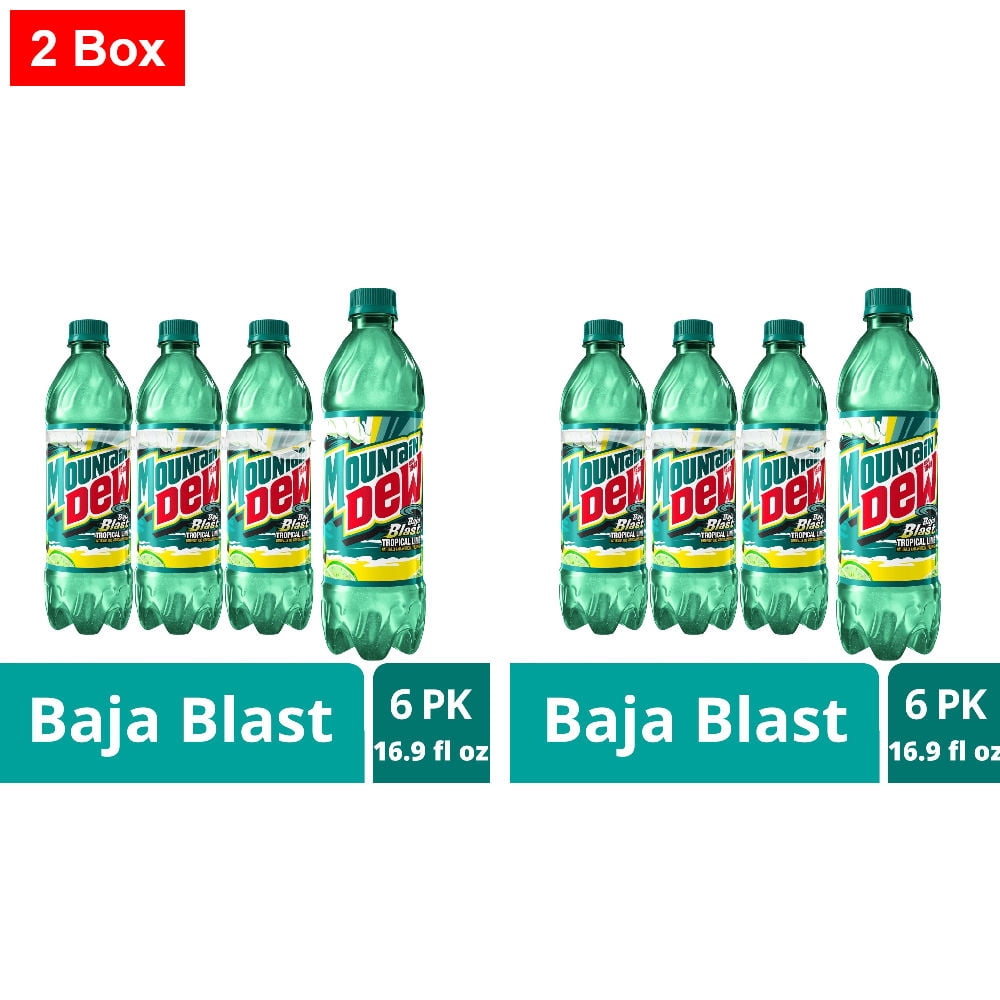 Mountain Dew Baja Blast Soda Bottles 6 CT / 16.9 fl oz - 2 Box