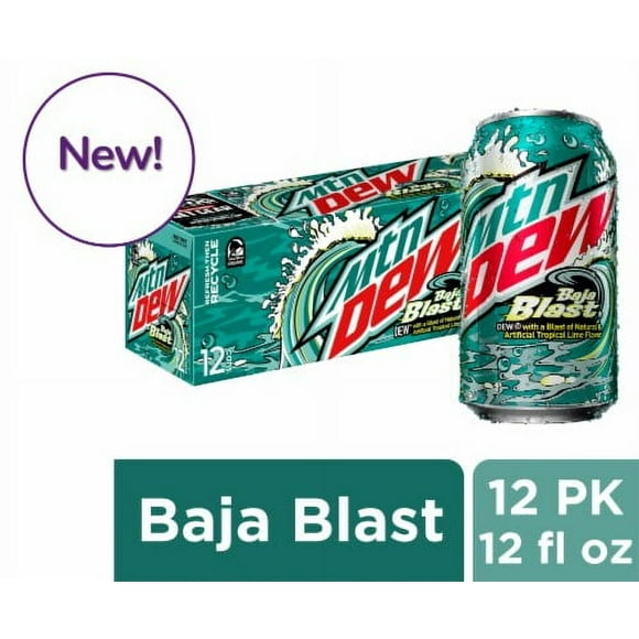 Mountain Dew Baja Blast Soda Cans 12 pk / 12 fl oz - Pack of 2