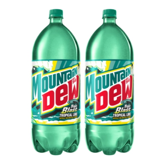Mountain Dew Baja Blast Soda Pop, 2 Liter Bottles (2 Pack)