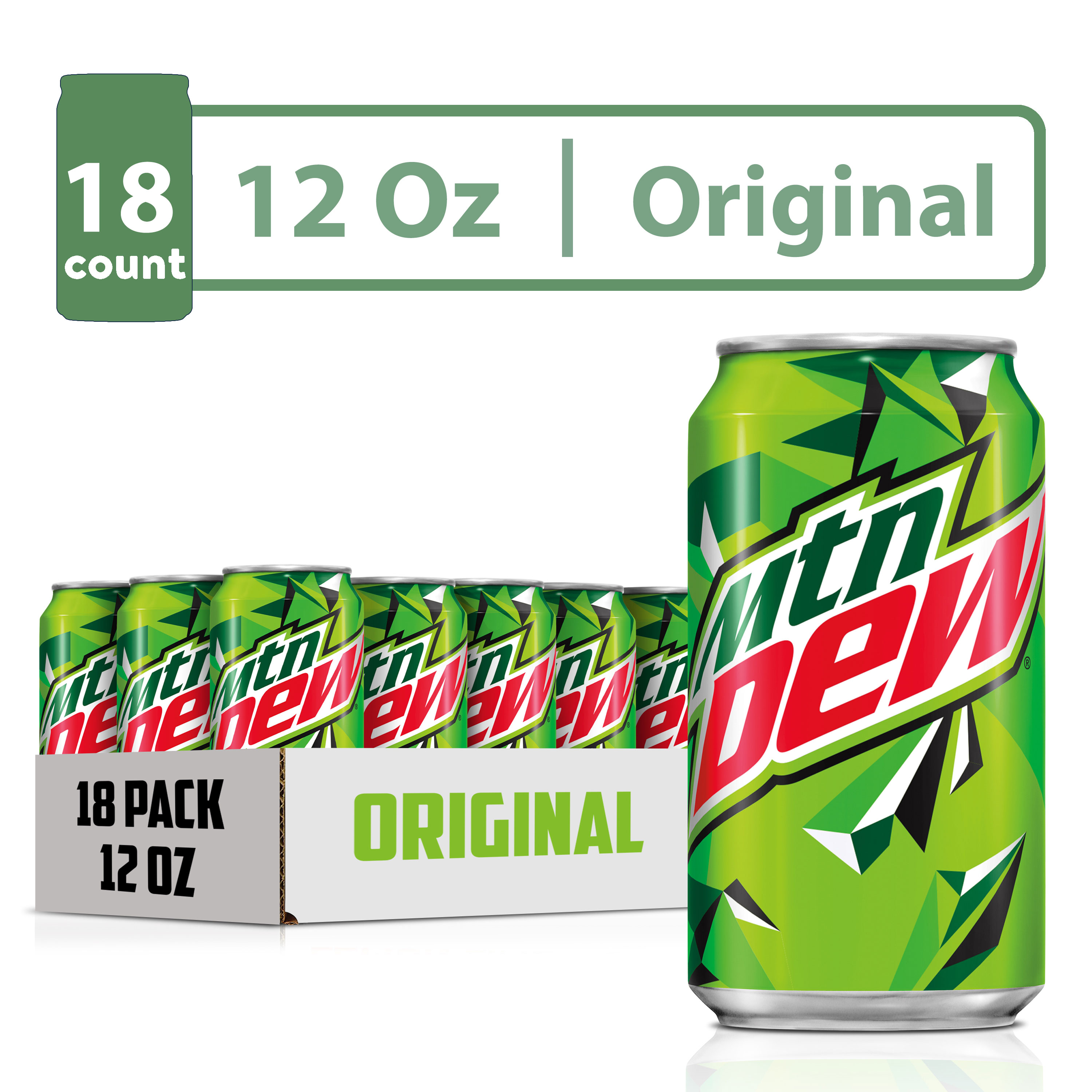 Mountain Dew Citrus Soda Pop, 12 fl oz, 18 Pack Cans - image 1 of 7