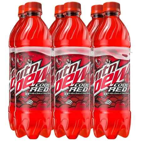 Mountain Dew Code Red Cherry Soda Pop 16.9 fl oz, 6 Count Bottles