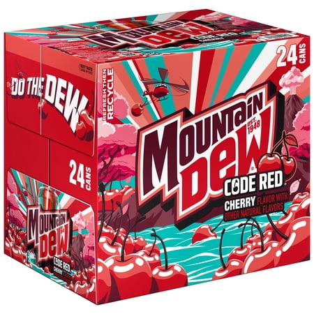 Mountain Dew Code Red Cherry Flavored Soda Pop, 12 fl oz, 24 Pack Cans