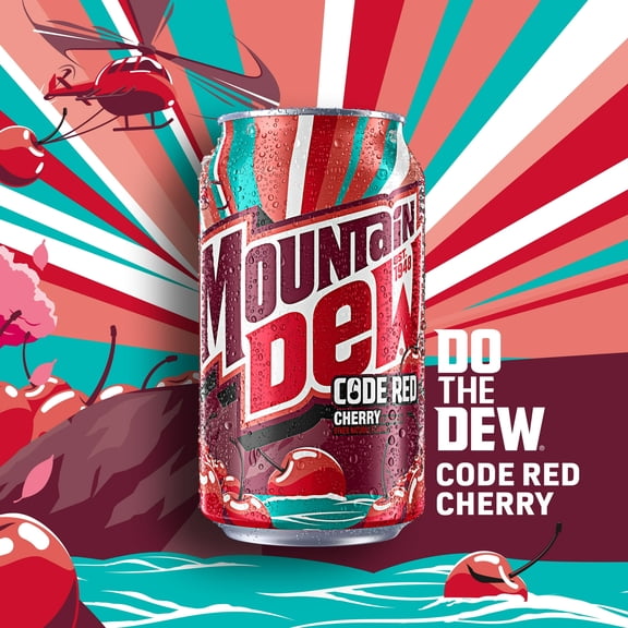 Mountain Dew Code Red Cherry Flavored Soda Pop, 12 fl oz, 6 Pack Cans