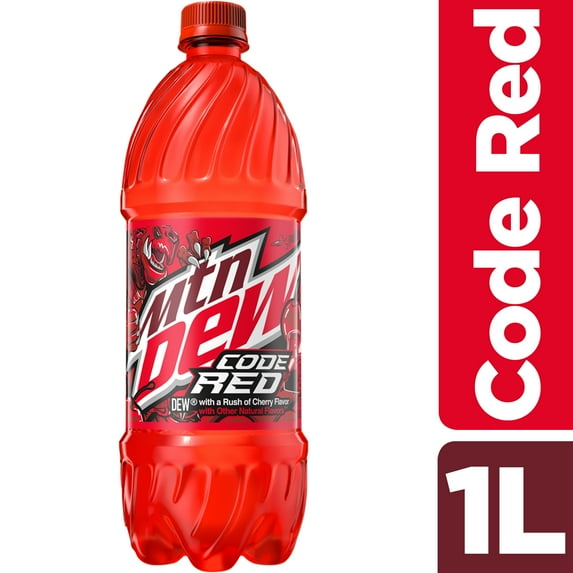 Mountain Dew Code Red Cherry Soda Pop, 1 Liter Bottle