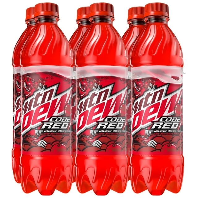 Mountain Dew Code Red Cherry Soda Pop 16.9 fl oz, 6 Count Bottles - 3 ...
