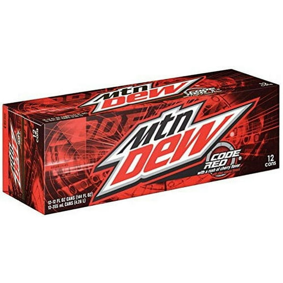 Mountain Dew Code Red Soda, 12 oz Can (Pack of 24)