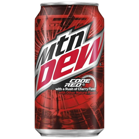 Mountain Dew Code Red Soda 12oz Cans, Quantity of 12