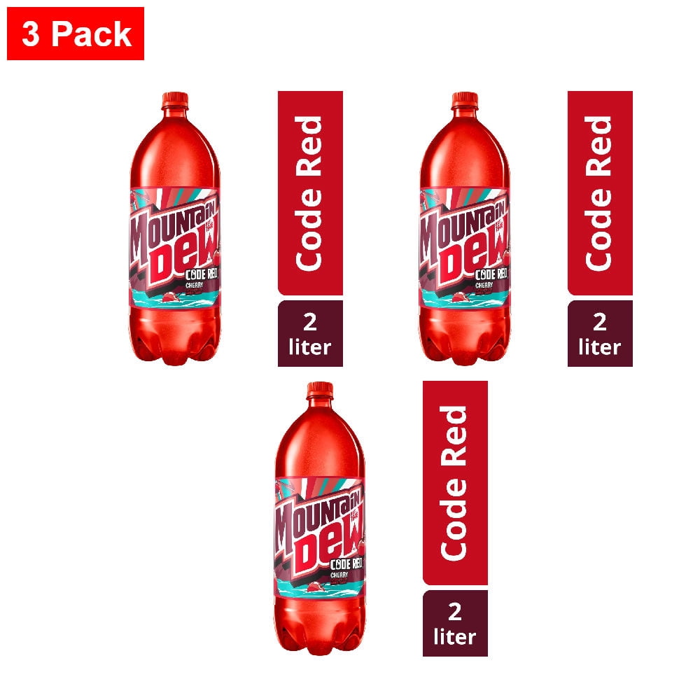 Code Red Pop Mountain Dew Code Red Soda Bottle 2 liter - 3 Pack - Walmart.com