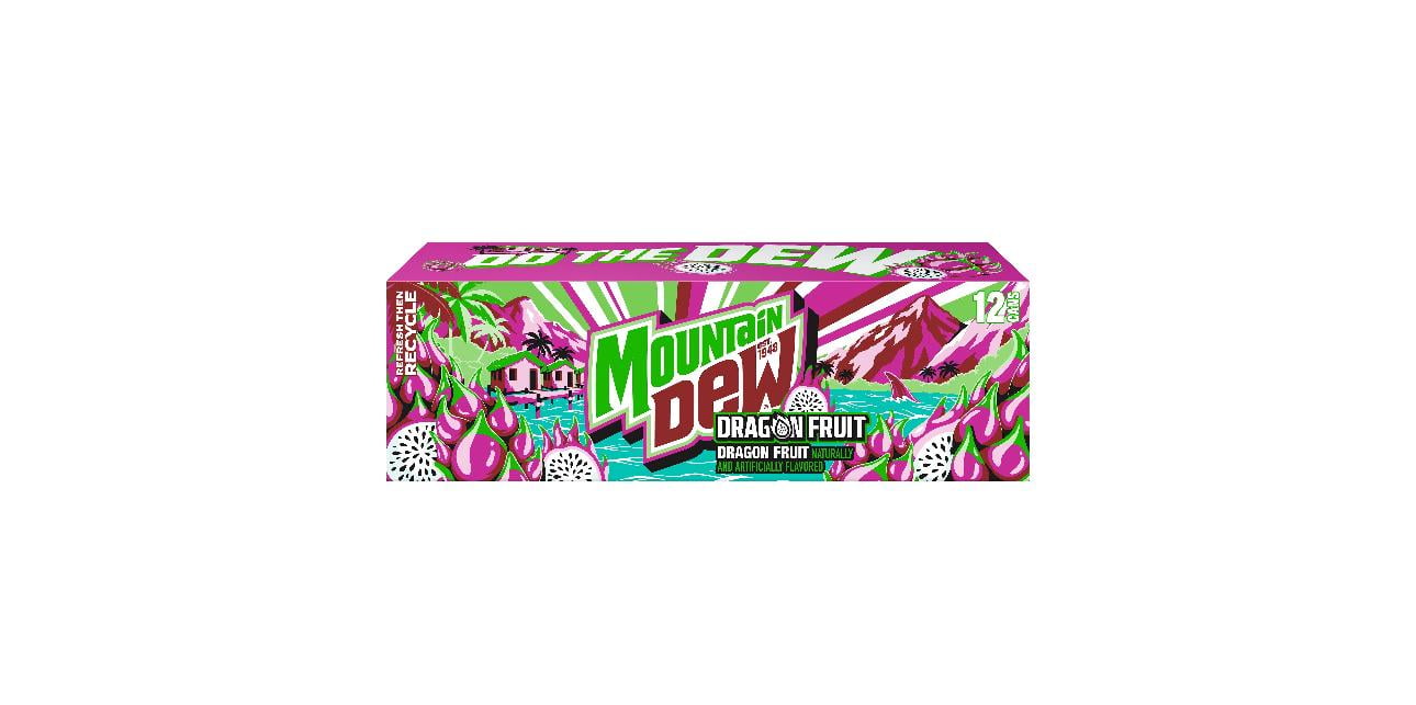 Mountain Dew Dragon Fruit Soda Pop 12 Cans