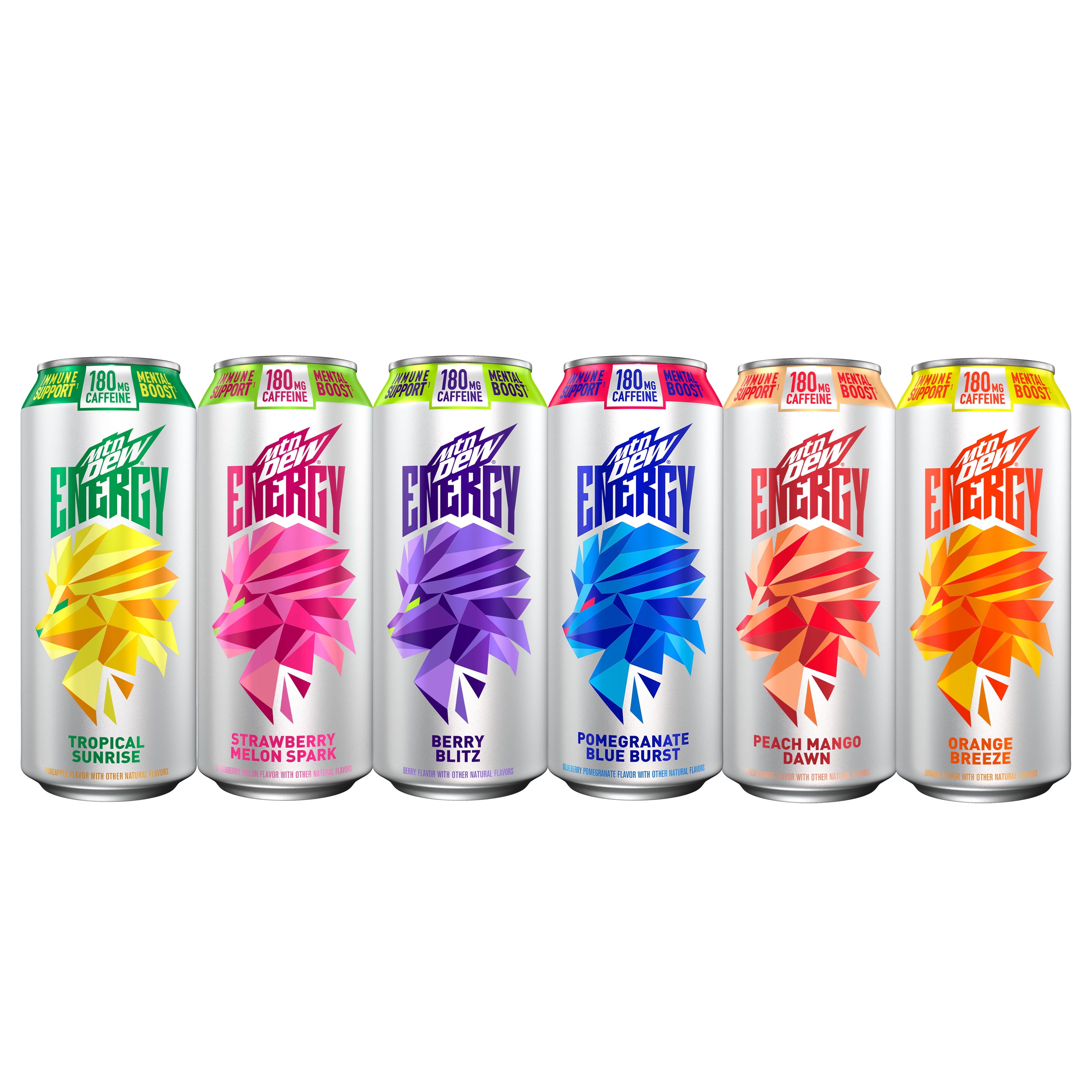Mountain Dew Energy Drink 6 Flavor Variety Pack, 16 fl oz 12 Pack Cans