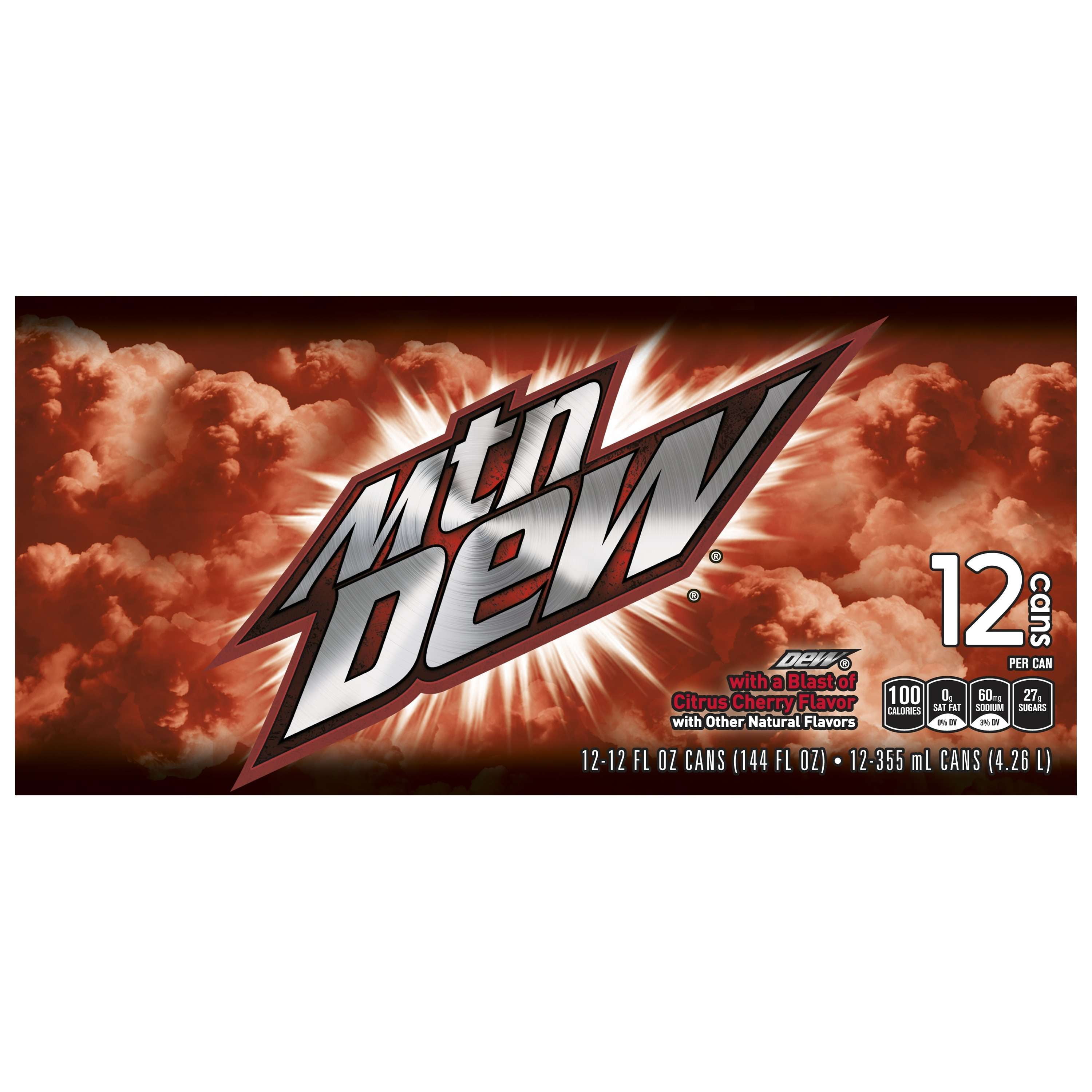 Mountain Dew Game Fuel Citrus Cherry Soda Pop, 12 fl oz Pack Cans