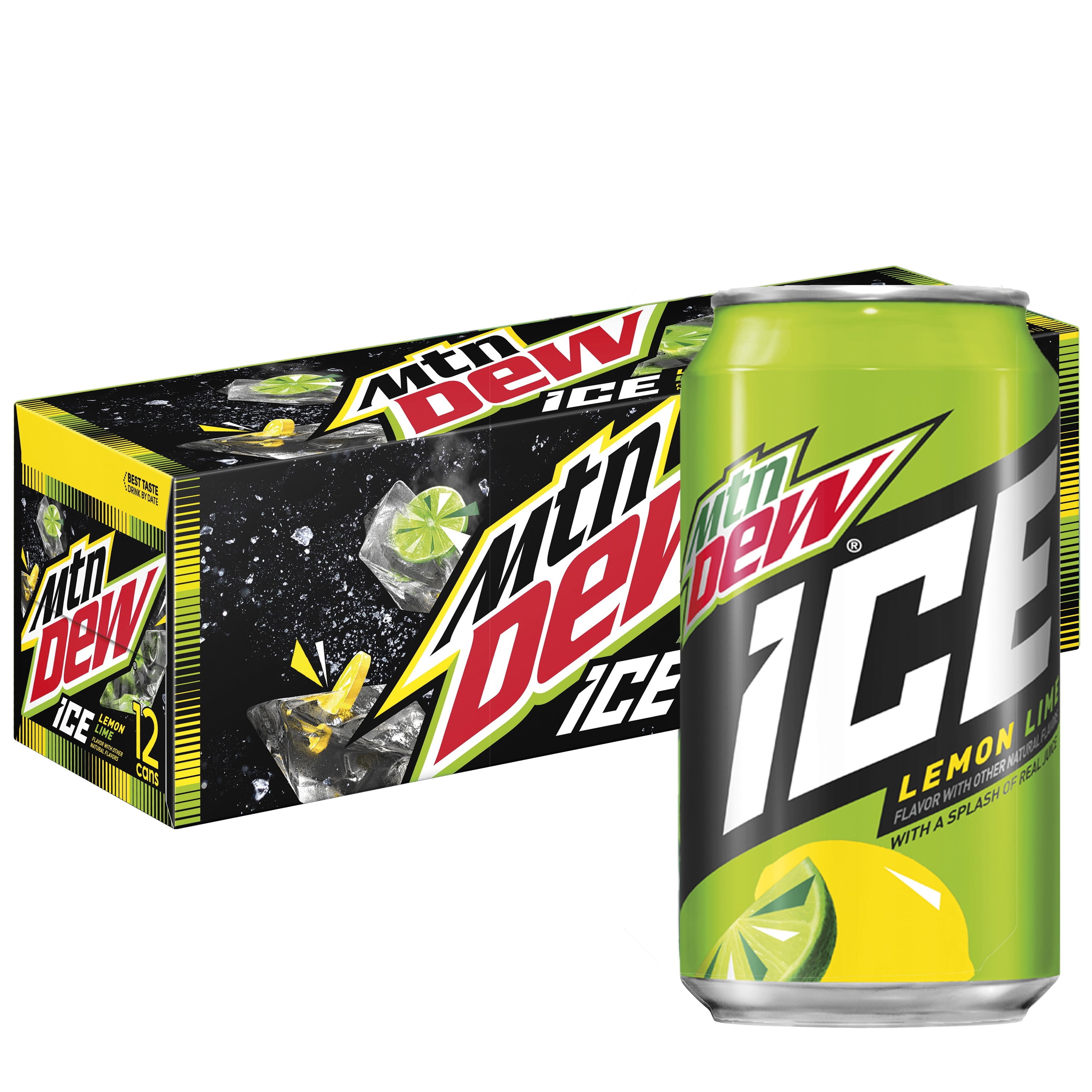 Mountain Dew ICE Lemon Lime Flavor Soda Pop, 12 fl oz 12 Pack Cans