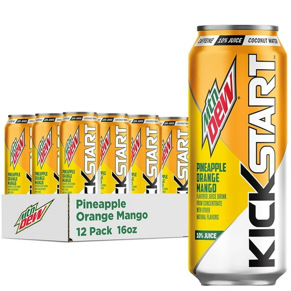 Mountain Dew Kickstart Juice Drink Pineapple Orange Mango Flavored,12 pack, 16 fl oz cans