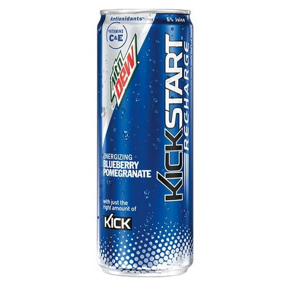 Mountain Dew Kickstart Recharge Blueberry Pomegranate Energy Drink 12 oz Cans - Pack of 12