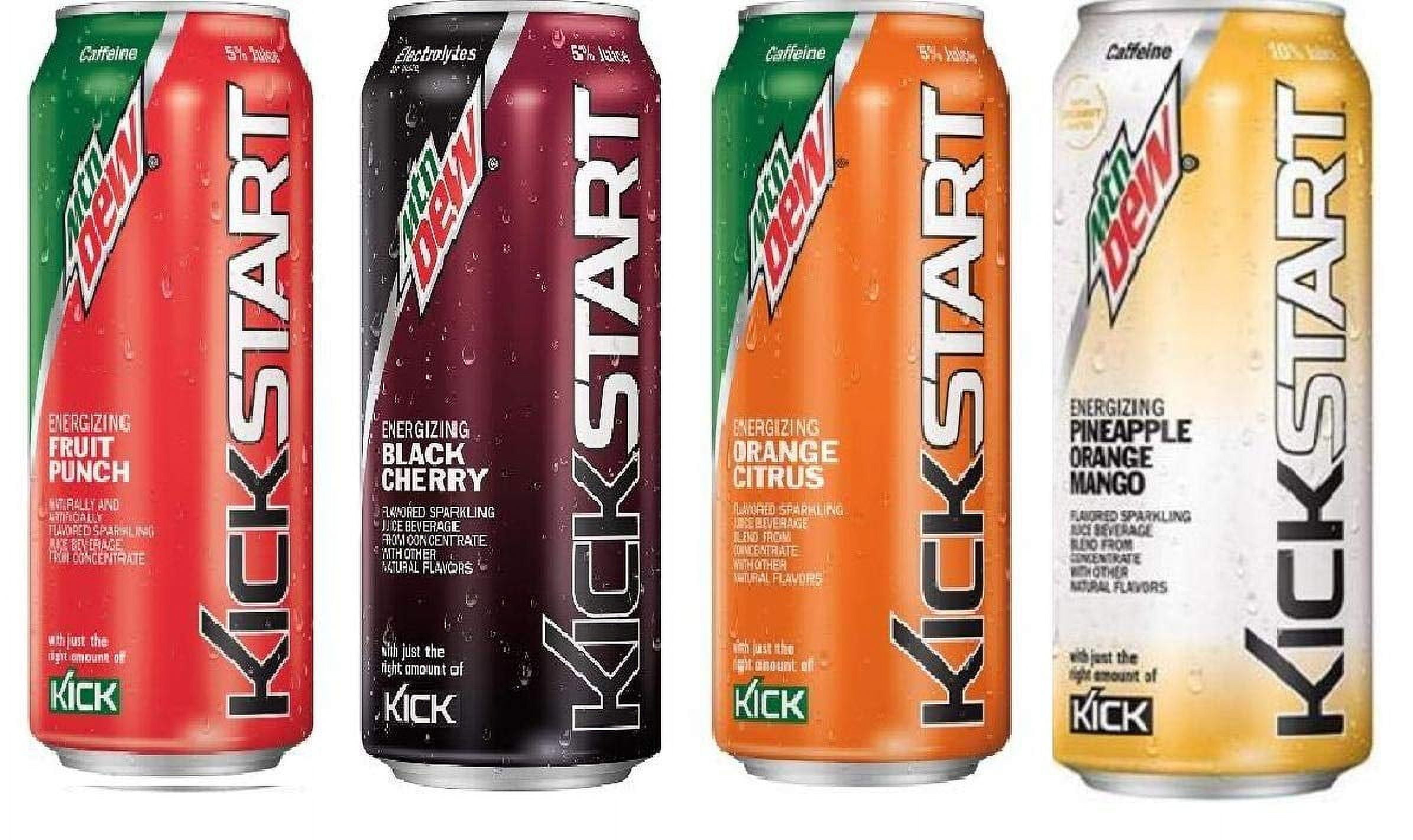 Mountain Dew Kickstart Variety Fruit Punch, Black Cherry, Orange Citrus, Pineapple Orange