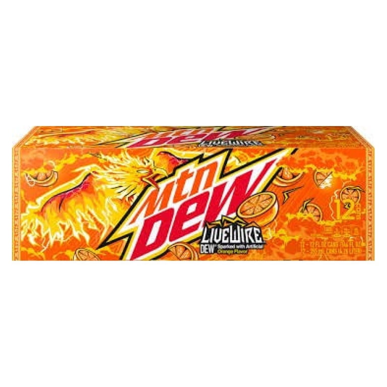 saney, Mountain Dew LiveWire Sparked Orange Flavor, 12 oz Cans