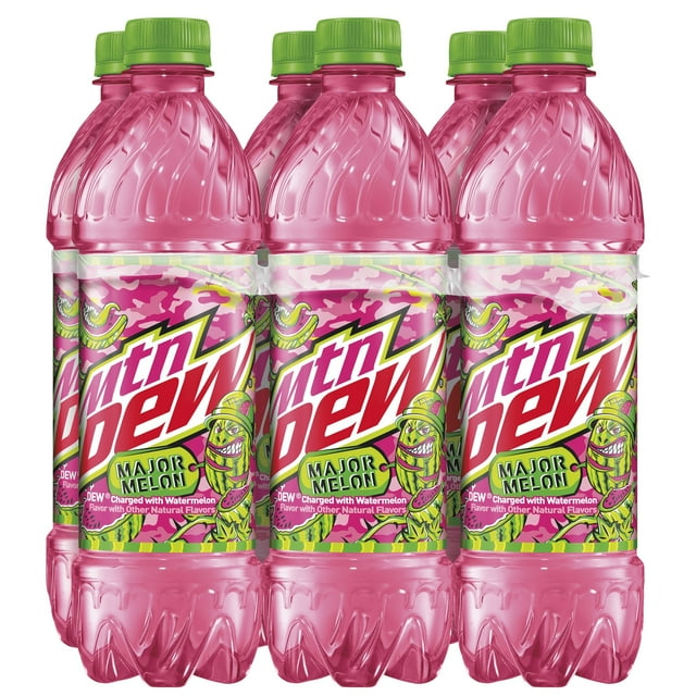 Mountain Dew Major Melon Watermelon Citrus Soda Pop, 16.9 fl oz, 6 Pack Bottles