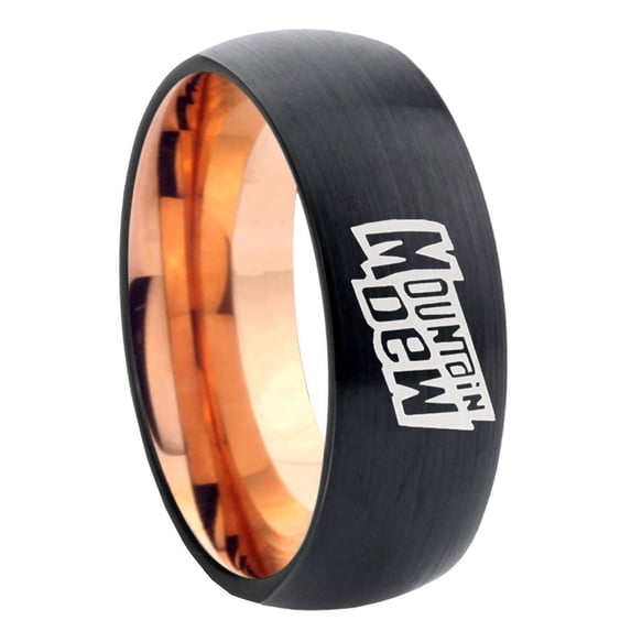Mountain Dew Matte Dome Black And Rose Gold Tungsten Ring 10MM