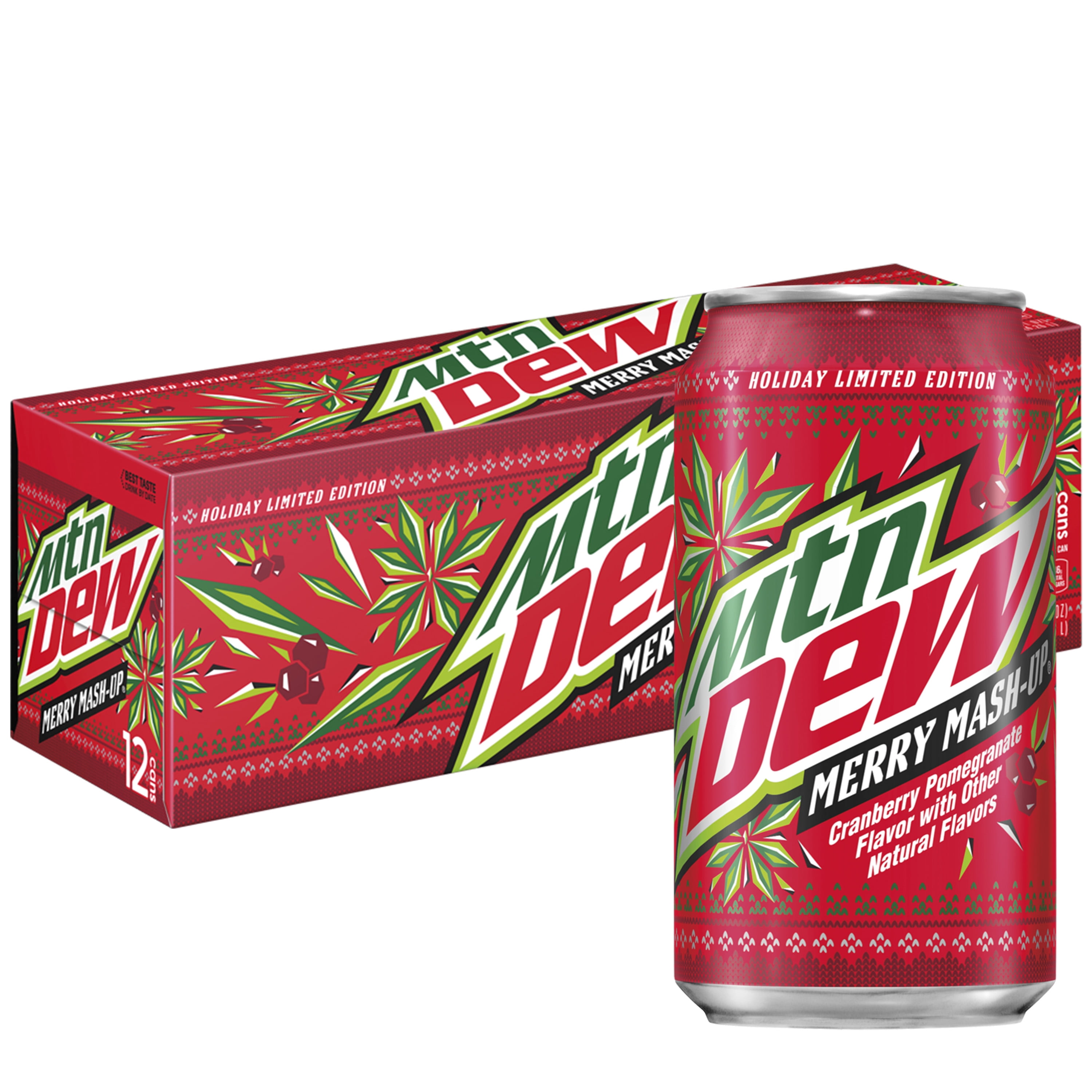 Mountain Dew Merry Mash-up Soda Pop, 12 oz, 12 Pack Cans