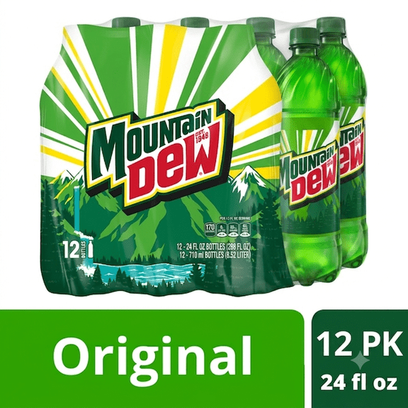 Mountain Dew Original Soda Pop, 24 fl oz Bottles, 12 Pack