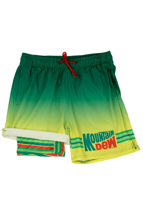 Mountain Dew Retro Logo 6 Inseam Lined Swim Trunks-XLarge (40-42)