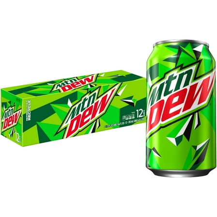 Mountain Dew Soft Drink, 355mL/12 fl. oz., Cans, 12pk, {Imported from Canada}