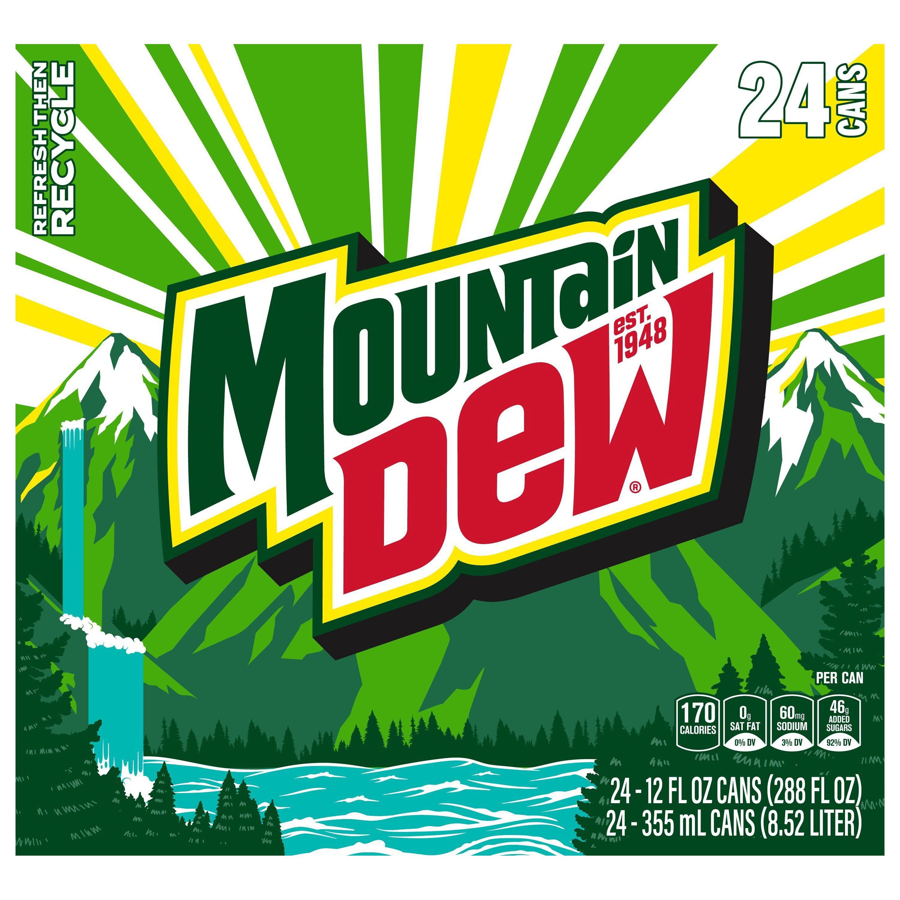 Mountain Dew Soda 12 oz Cans - 24 pk (Pack of 1)