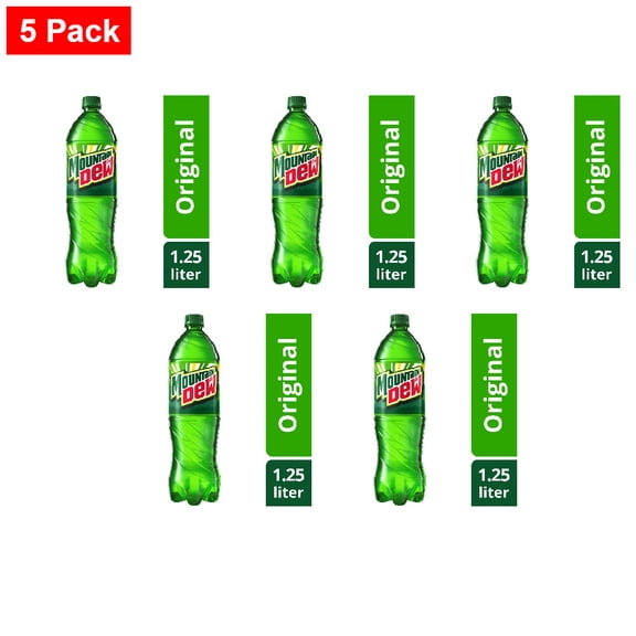 Mountain Dew Soda Bottle 1.25 liter - 5 Pack