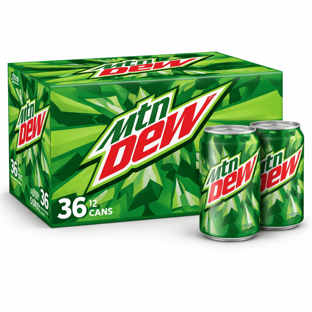 Mountain Dew Soda Cube, 36 Pack, 12 oz Aluminum Cans, Original Citrus Carbonated Soft Drink