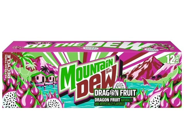 Mountain Dew Soda Dragon Fruit Limited Edition 12 fl oz, 12 Count