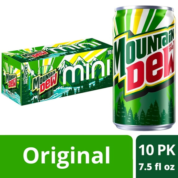 Mountain Dew Soda Mini Cans 10 ct / 7.5 fl oz - Pack of 1