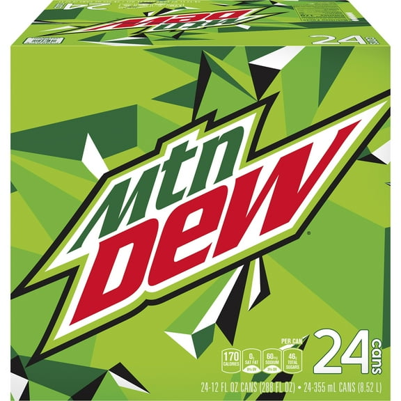 Mountain Dew Soda Pop, 12 oz Cans, 24 Count