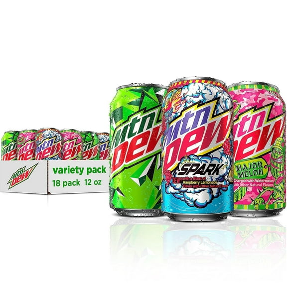 Mountain Dew Spark Variety Pack, 12 fl oz, 18 Pack Cans