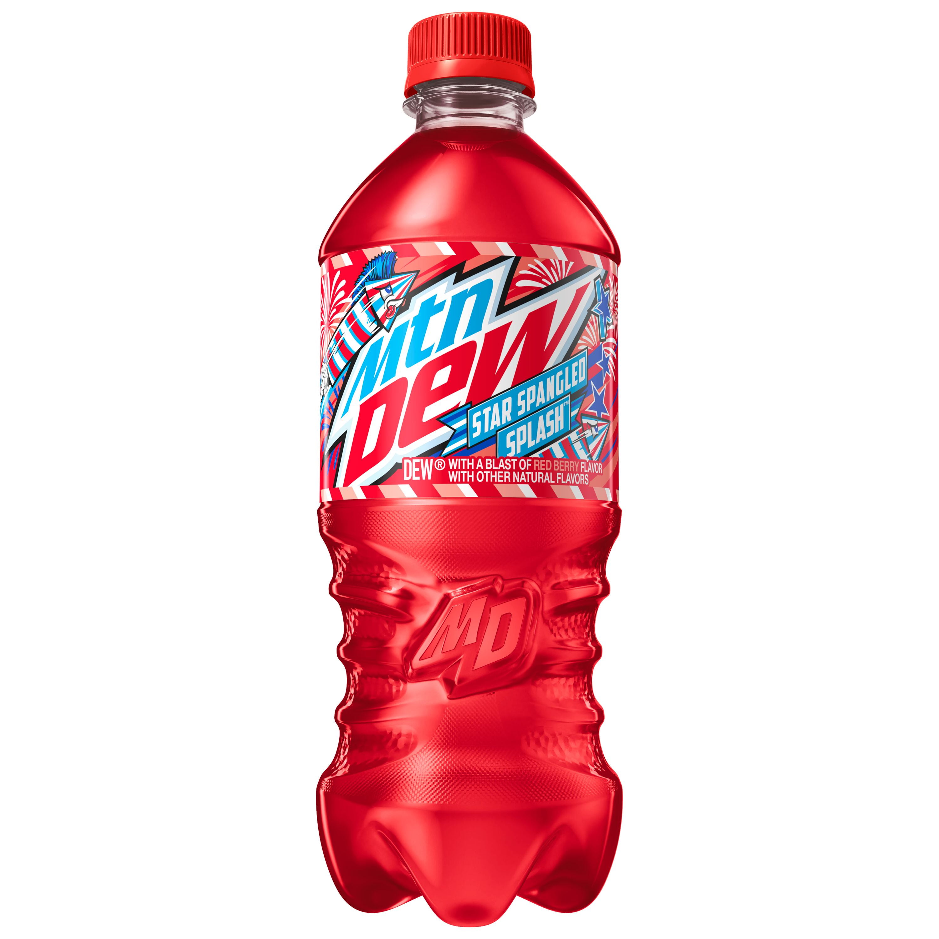 Mountain Dew Star Spangled Splash Soda Pop, Red Berry Flavor, 20 fl oz Bottle