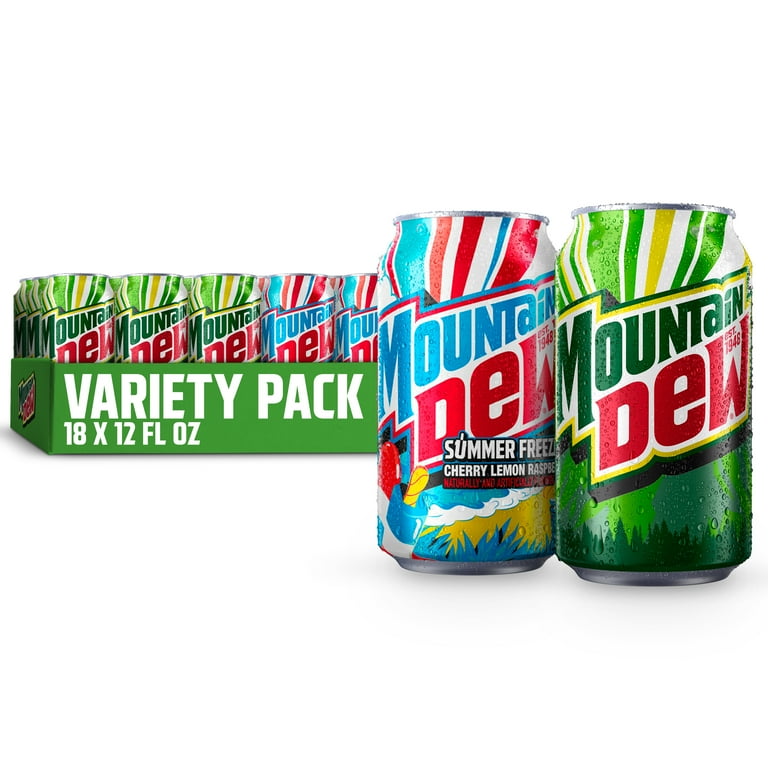 Mountain Dew Summer Freeze Soda Pop Variety Pack, 12 fl oz 18 pack