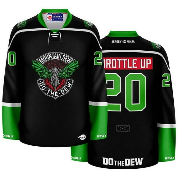 Mountain Dew Throttle Up Black Hockey Jersey (Adult 5XL)