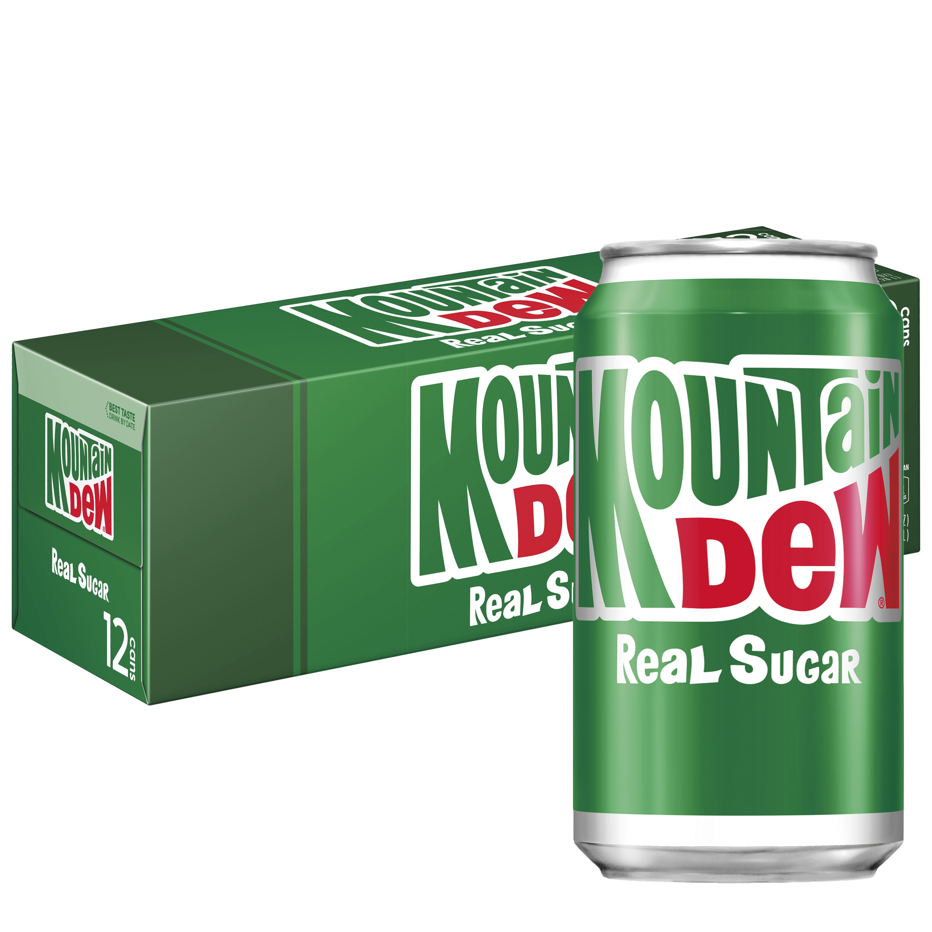 Mountain Dew Throwback with Real Sugar Soda Pop, 12 fl oz, 12 Pack Cans - image 1 of 5