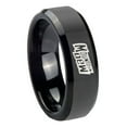 thumbnail image 1 of Tungsten Mountain Dew 8mm Black Polished Beveled Edges Men's Ring, 1 of 1