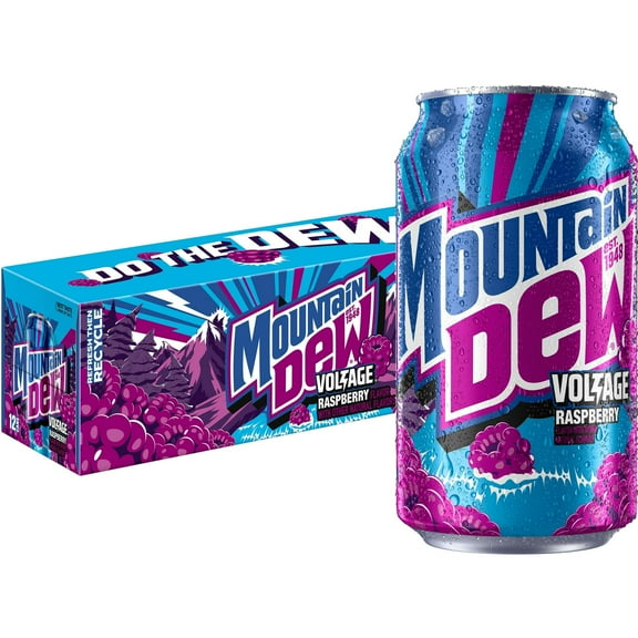 Mountain Dew Voltage Raspberry Citrus Flavor and Ginseng Soda, 12 fl oz, 12 Count ( Pack of 2)