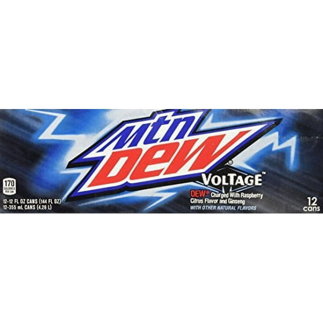 Mountain Dew Voltage dew charged with raspberry citrus flavor and ginseng, 12 12fl. oz. cans by