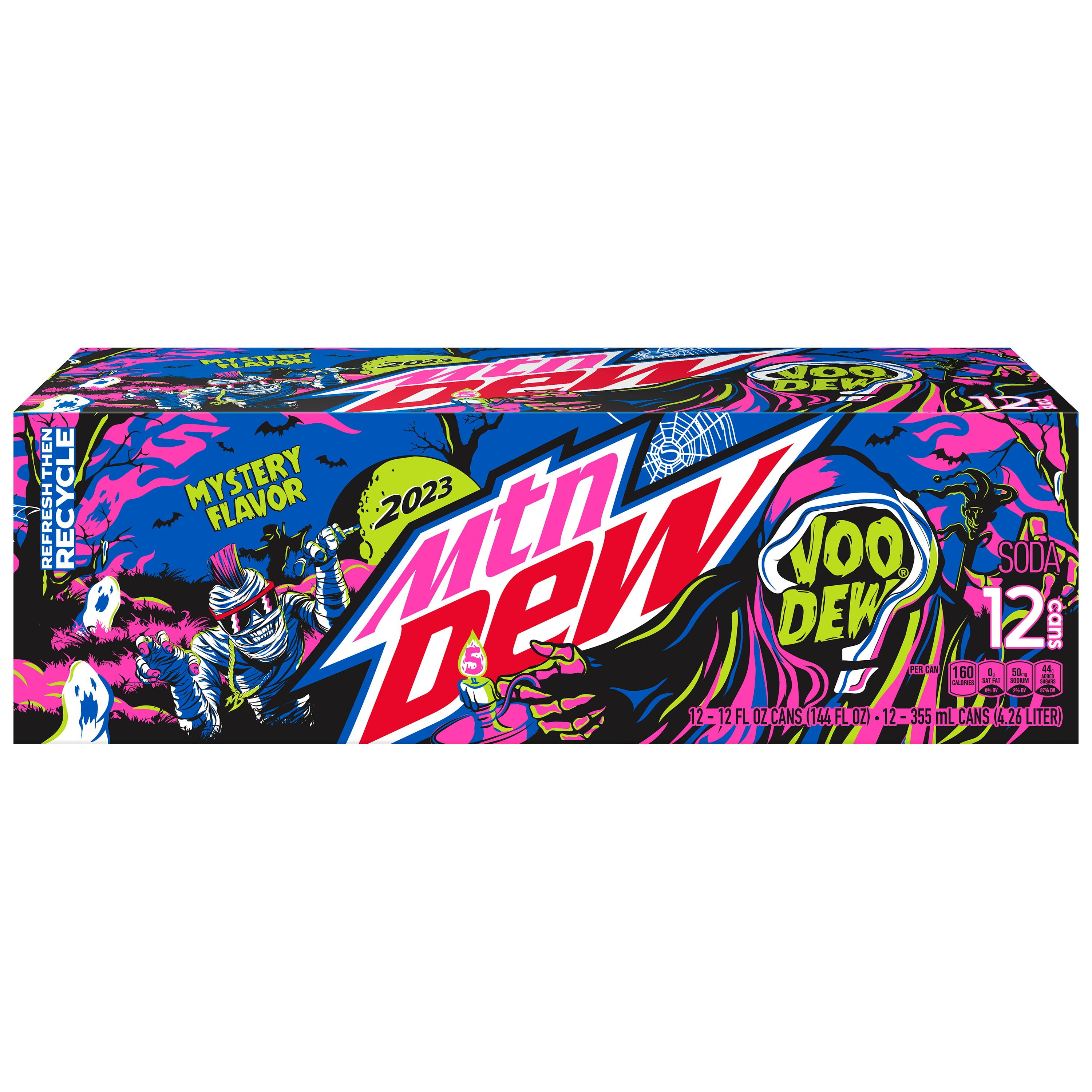 Mountain Dew Voo Dew Soda Mystery Flavor 2023 Soda Pop, 12 fl oz 12