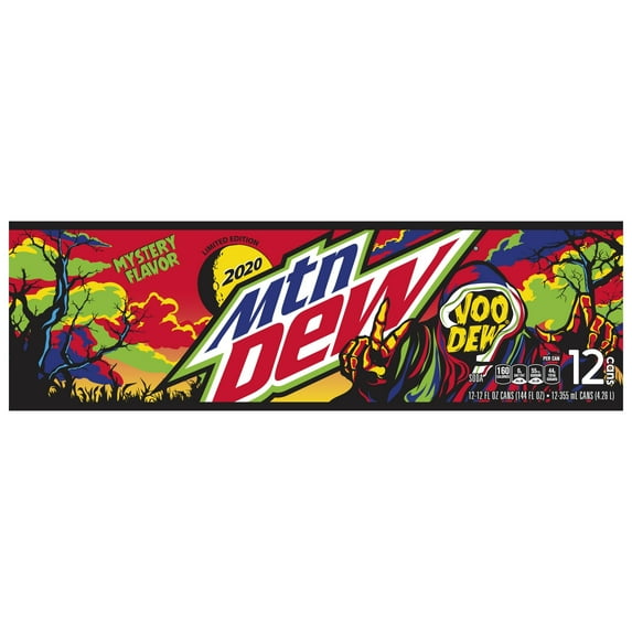 Mountain Dew VooDew Mystery Flavor Soda Pop, 12 fl oz, 12 Pack Cans