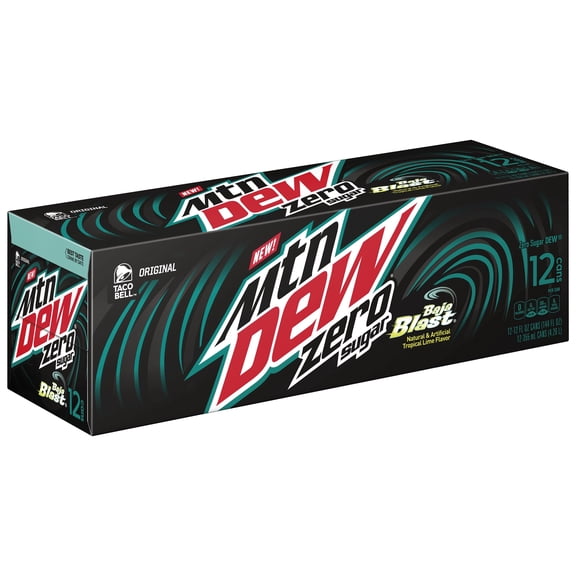 Mountain Dew Zero Sugar Baja Blast Tropical Lime & Citrus Soda Pop, 12 fl oz, 12 Pack Cans