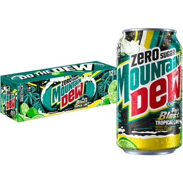 Mountain Dew Zero Sugar Baja Blast Tropical Lime Soda Pop, 12 fl oz, 12 Pack Cans