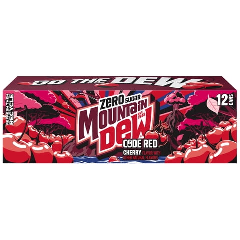 Mountain Dew Zero Sugar Code Red Soda Pop, 12 fl oz, 12 pack cans